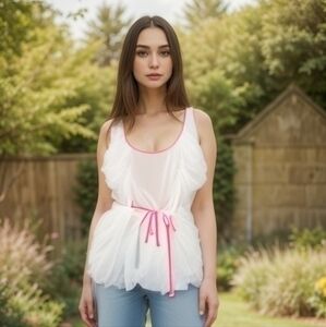 💥NWT💥 J.CREW NEON PIPING NET TOP SZ L 14